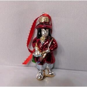 Vintage Drummer Drumming Boy Mercury Style Glass Christmas Ornament